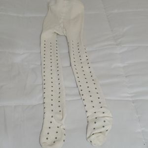 Girls silver polka dotted tights